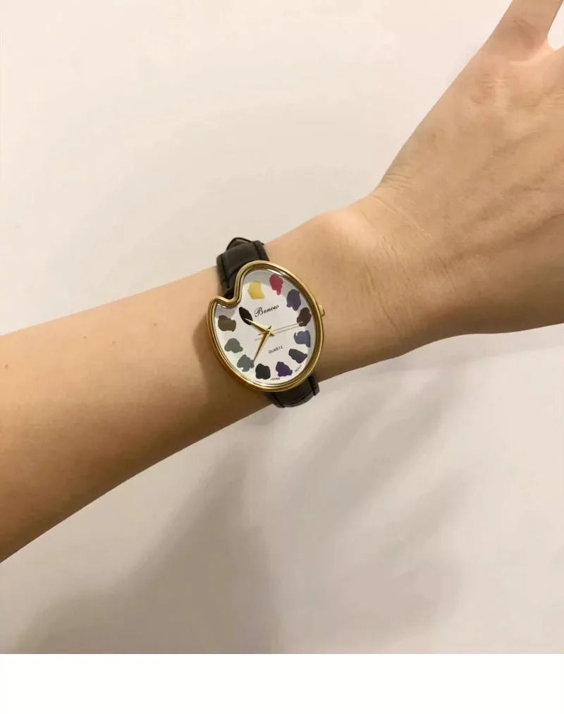 2026 Hot Sale Retro Niche Art sketching board Design Leather Quartz Square Exquisite and Versatile Pointer Watch 29mm