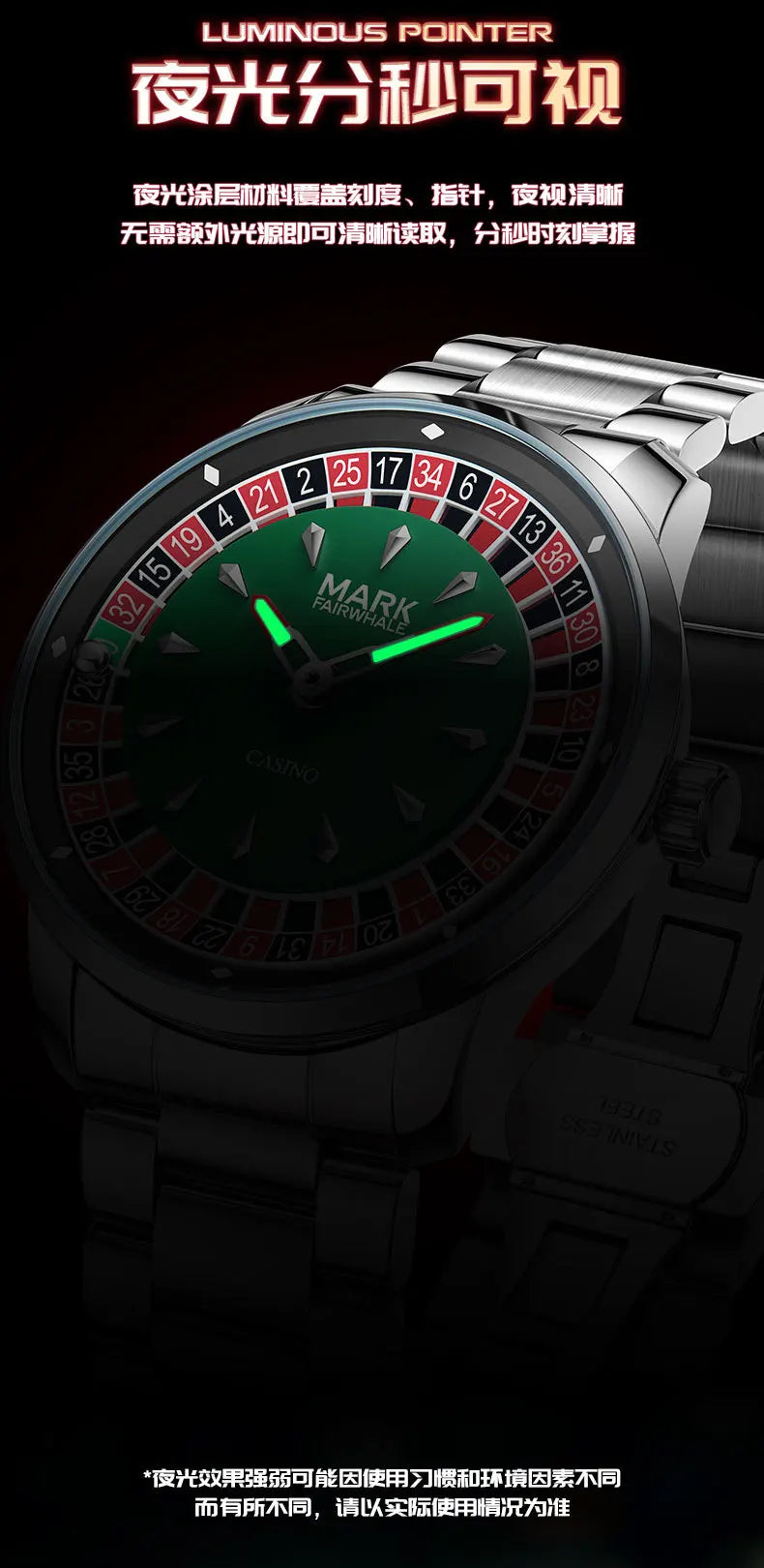Mark Fairwhale Original Watch For Men Luxury Stainless Steel Clock Fashion Casual Fun Roulette Design Quartz Wristwatch 2025 New