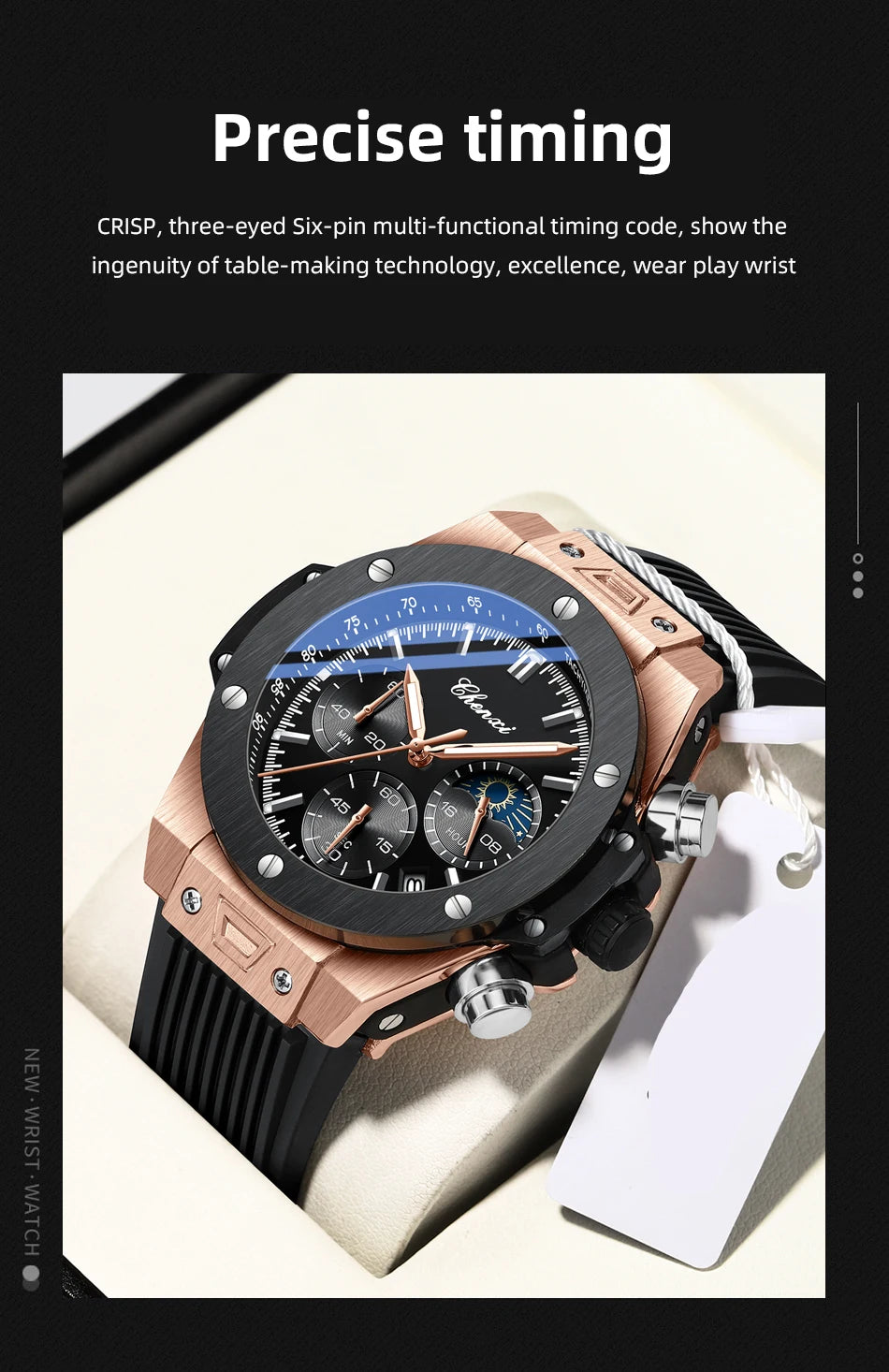 Men Watches High Quality Waterproof Sports Chronograph Quartz Wristwatches Silicone Strap Calendar Luminous Watch For Men