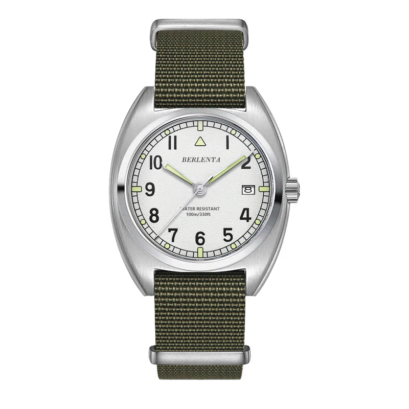 Berlenta Brand original Retro Leather Field Watch For Men Top Luxury 316L Steel Case Military Wristwatch Enlistment Gift