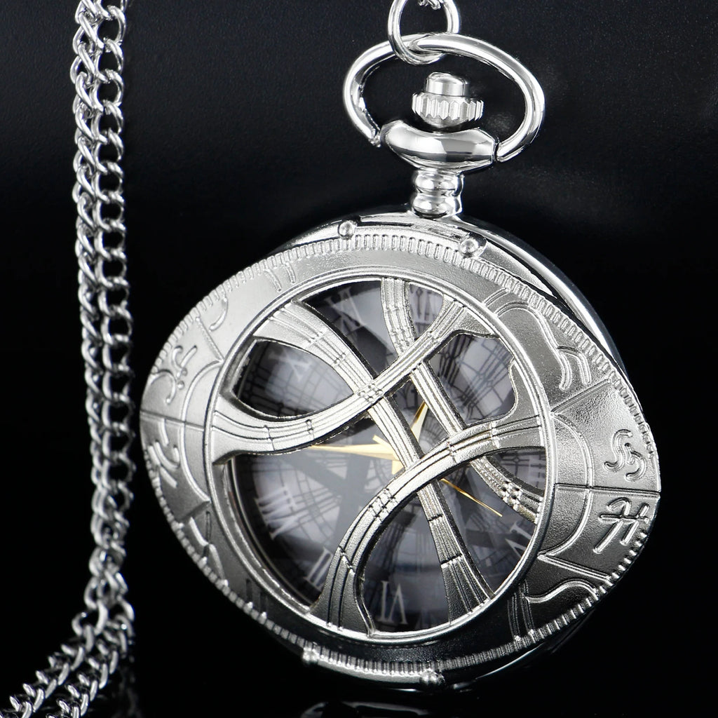 Vintage Bronze Eye Round Case Shape Quartz Pocket Watch Jewelry Pendant Necklace Chain Gifts for Men Women