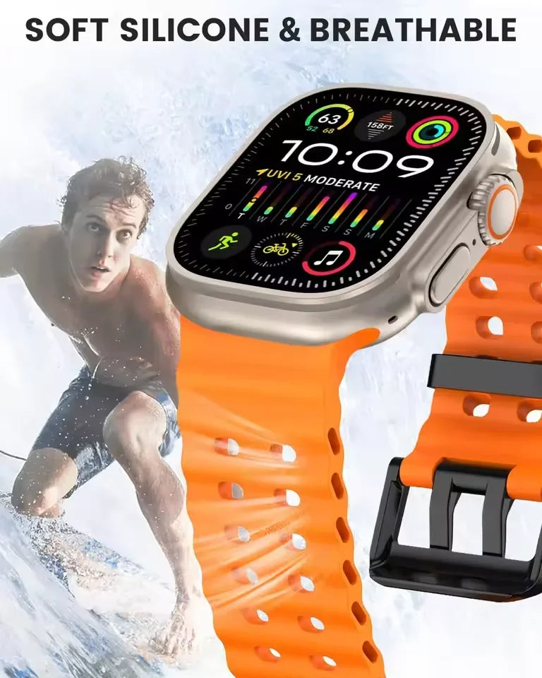 Ocean Silicone+Metal Buckle Strap for Apple Watch Band Ultra 49mm Series 11 10 46mm Band iWatch 9 8 7 45mm 6 5 4 SE 44mm Correa
