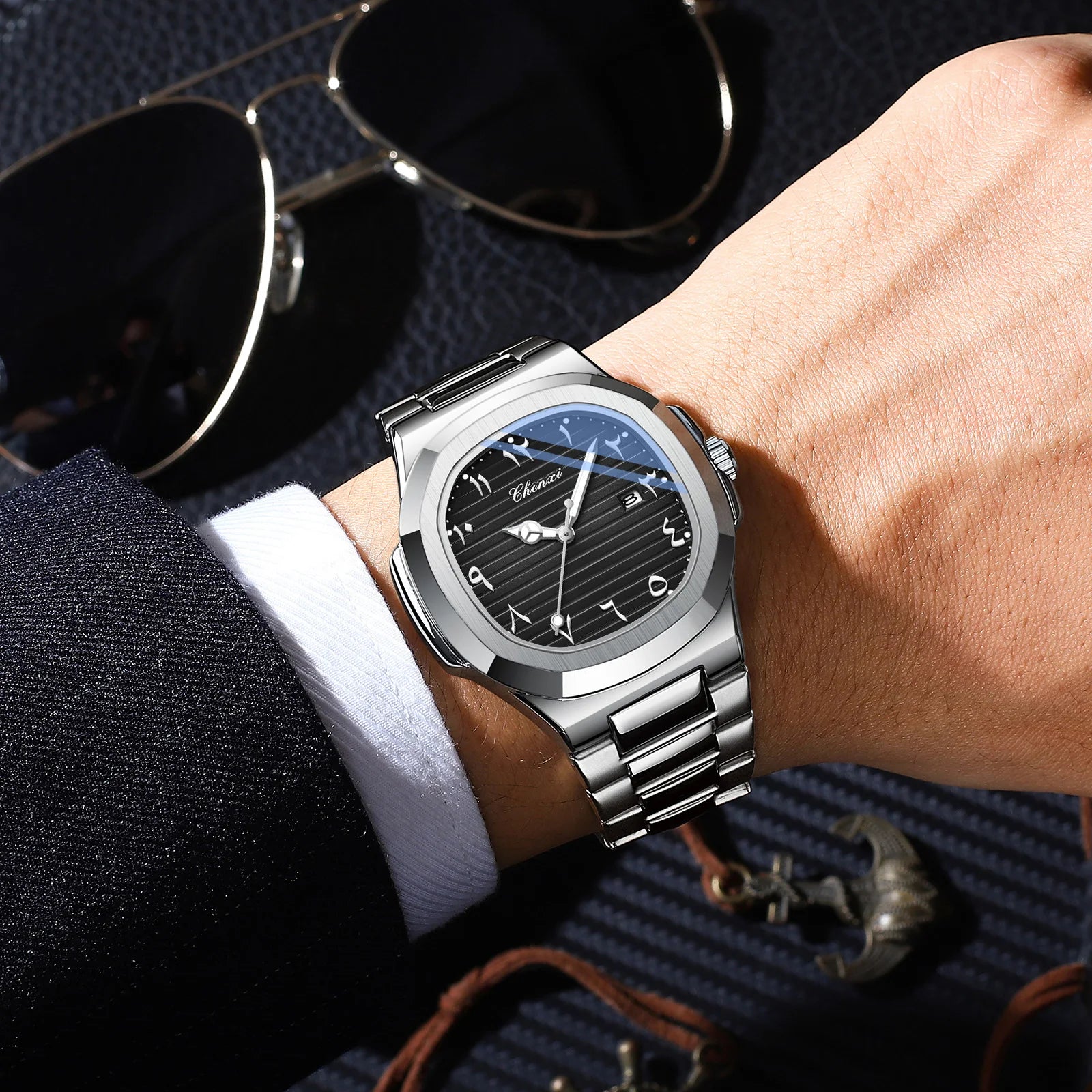 Eastern Arabic Numerals Dial Man Watch Fashion Original Date Quartz Watches For Men Classic Business Waterproof Men's Wristwatch