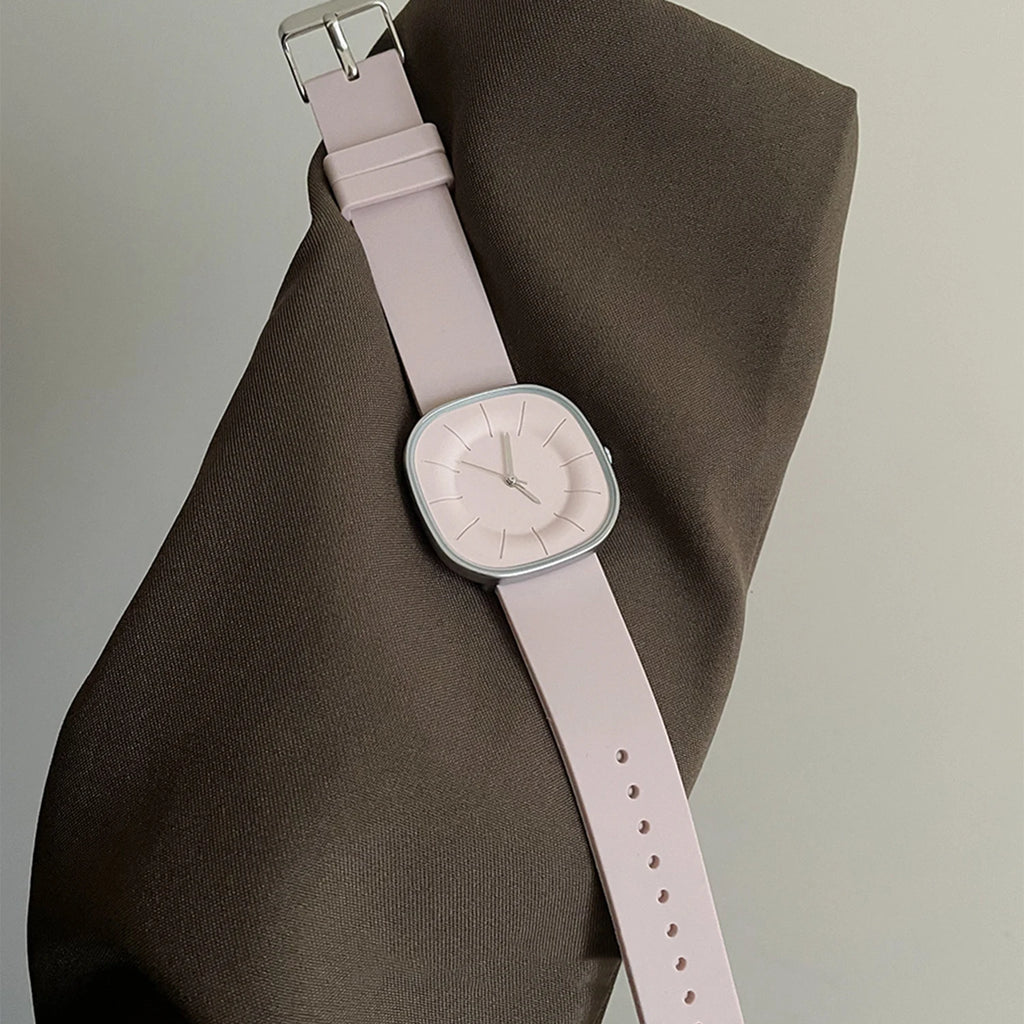 Luxury-inspired Dopamine Square-Face Watches for Women Silicone Strap, Waterproof Quartz Movement Women's Watch Student Gift