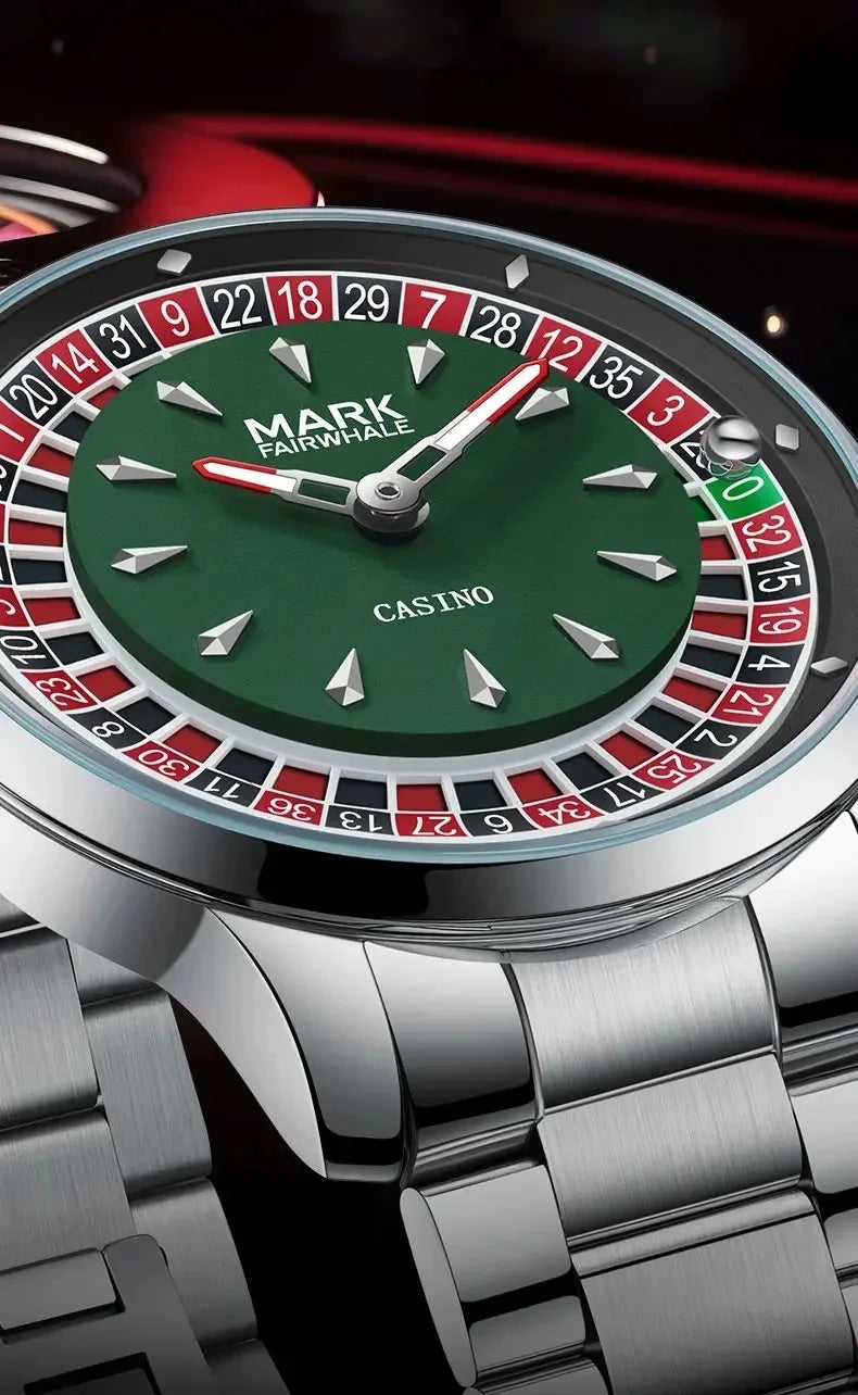 Mark Fairwhale 2025 New Fashion Men Quartz Watch Arabic numerals Rotating Dial Roulette Luminous Waterproof Men's Wristwatch