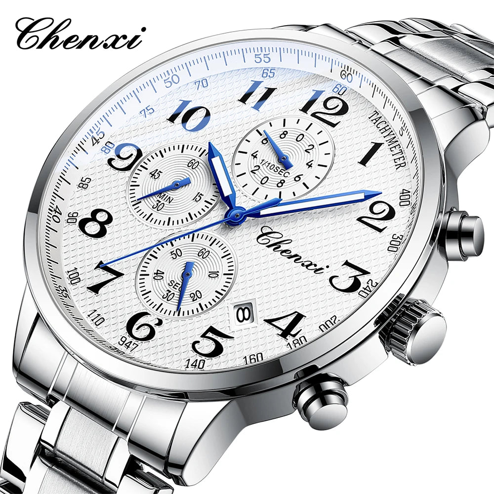 CHENXI Watches For Men Multi-functional Quartz Man Watch Calendar Luminous Chronograph Men's Wristwatches Gifts