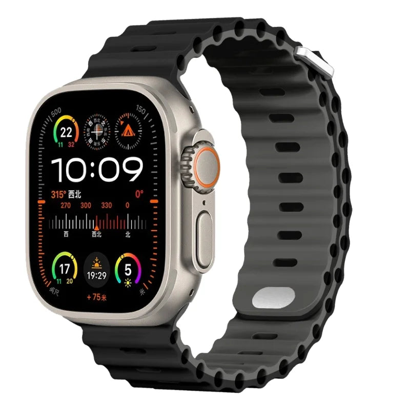 Ocean strap For Apple Watch Ultra 3 2 1 Band 49mm 11 10 9 8 7 46mm 45mm 41mm Silicone Wristband iWatch 6 5 4 SE3 44mm 40mm 42mm