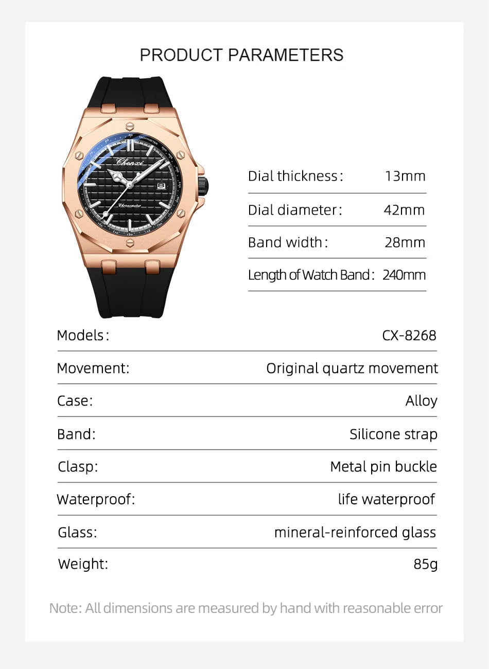 Mens Watches Top Brand Luxury Quartz Calendar Casual Watch Fashion Silicone Waterproof Luminous Wristwatch For Man