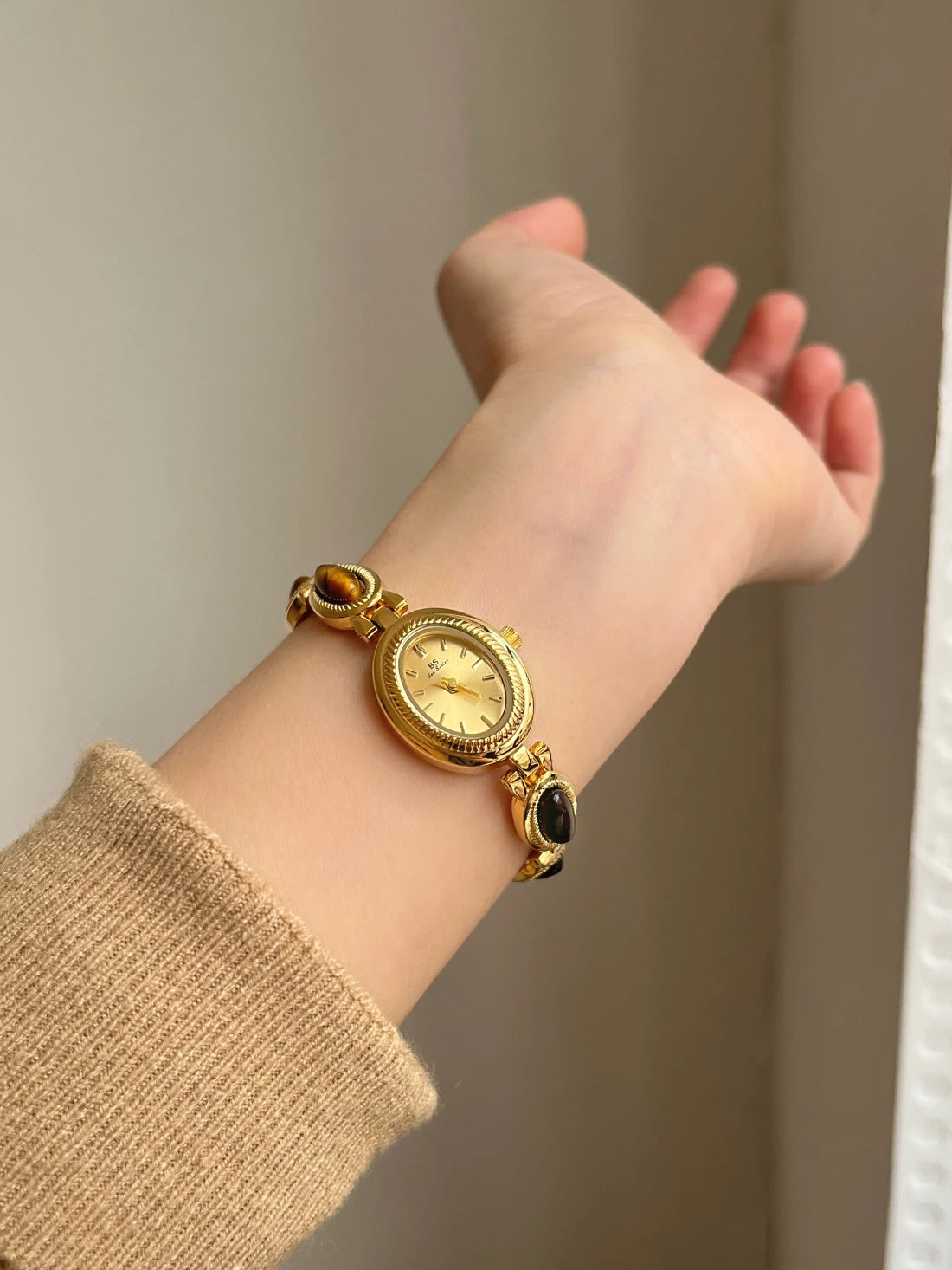 Natural Jade Bracelet Watch Gift Women,Ladies Watches Luxury High Quality Gold Quartz Watches, Elegant Women's Wristwatches