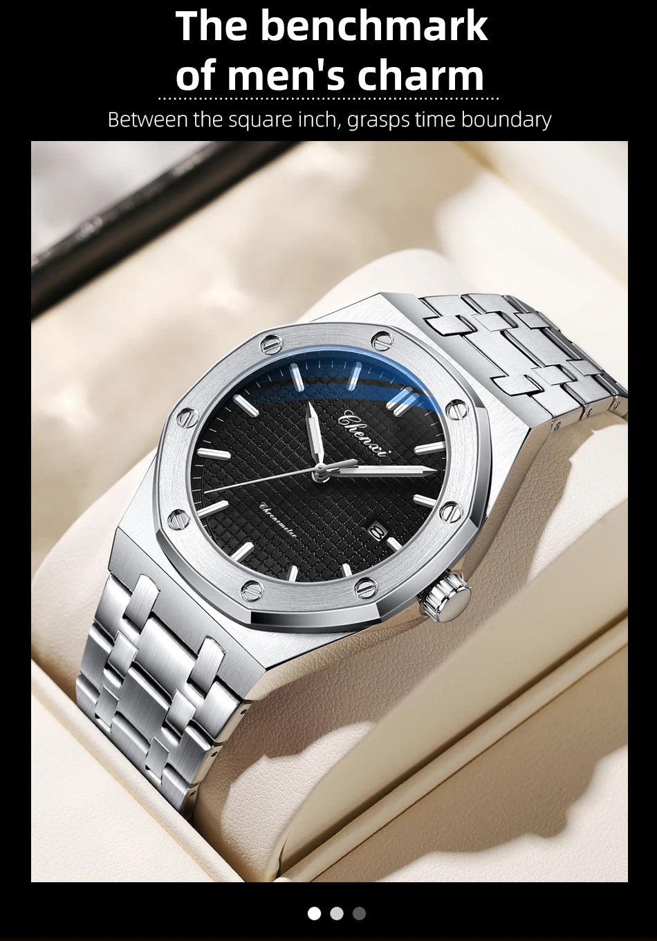 CHENXI NEW Men's Watches Fashion Casual Luminous Date Quartz Watch Male Clock Gifts 42mm Dial Gold Wristwatch Waterproof