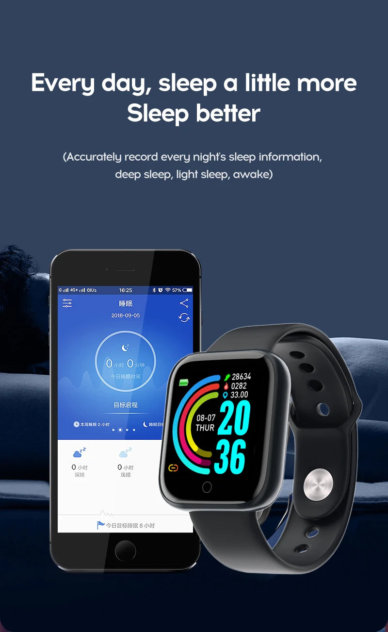 Multifunctional Smart Watch Men Women Bluetooth Connected Phone Music Fitness Sports Bracelet Sleep Monitor Y68 Smartwatch