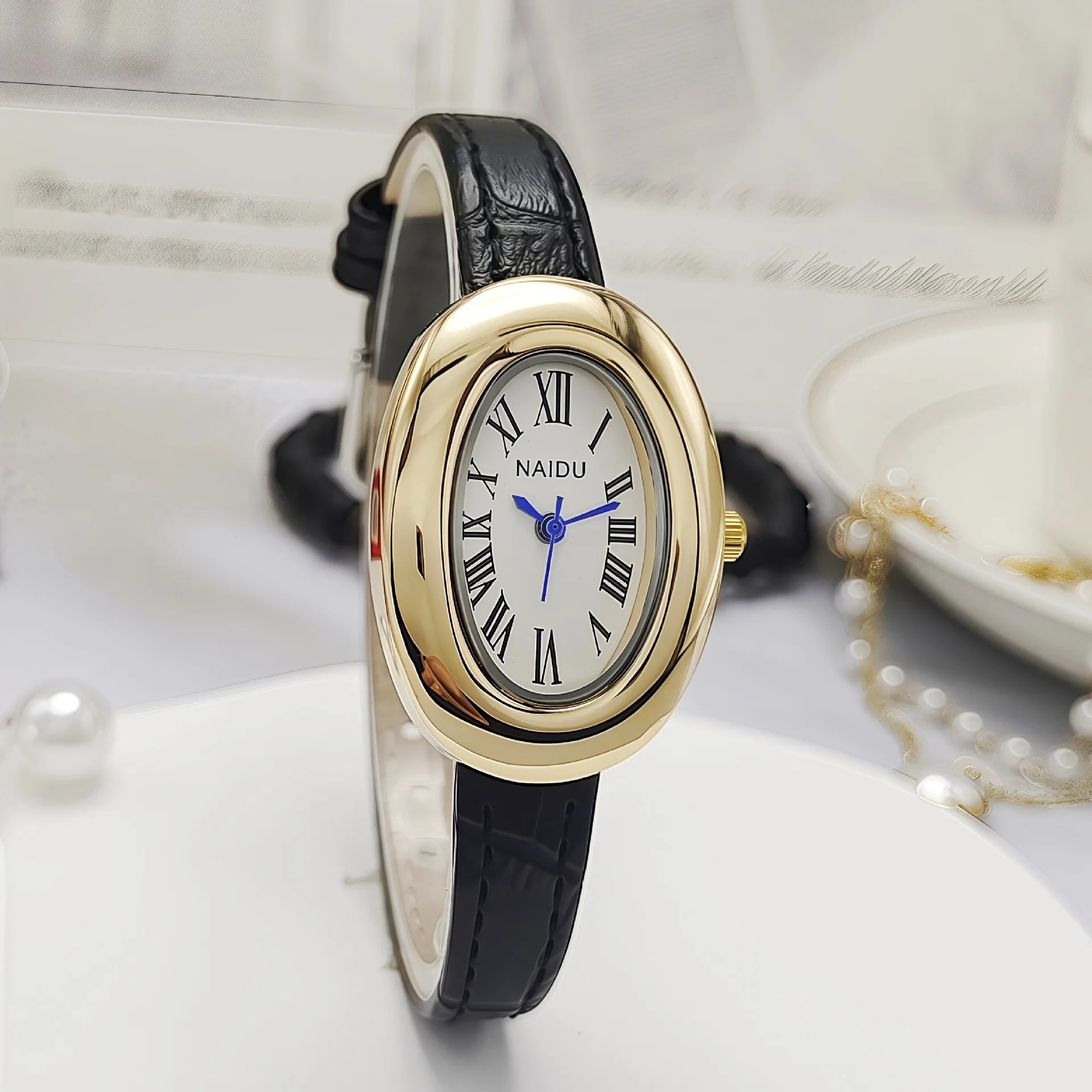 Luxury Brand Women Oval Goose Egg Quartz Watch Vintage Leather Strap Wristwatch Ladies Watches Christmas Gift Clock Relojes