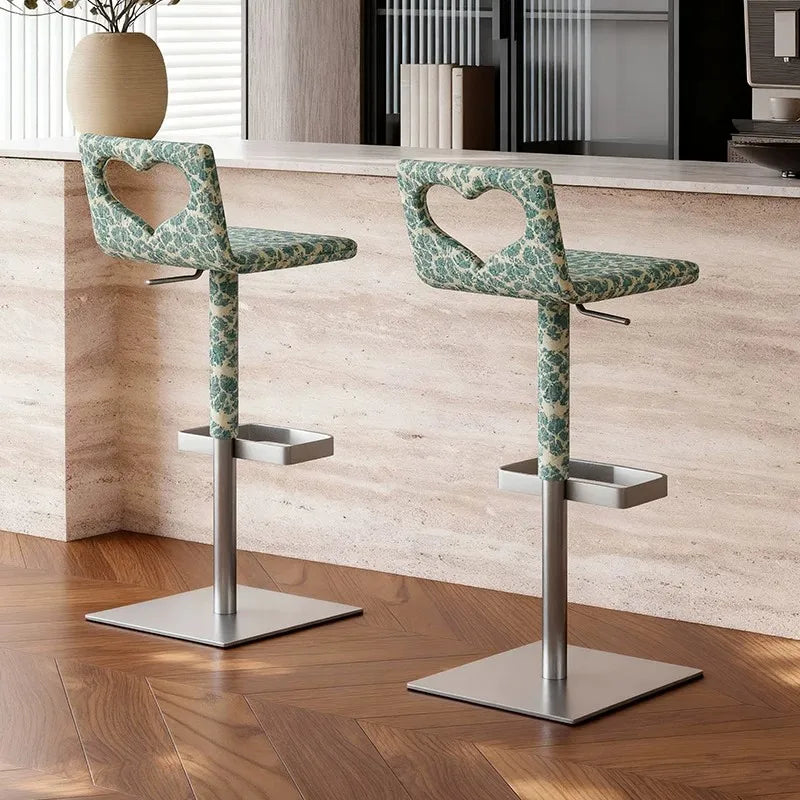 Minimalist Italian-Style Bar Stool by Xiaomujin, Suitable for Designer Villas, Living Rooms, and Dining Rooms, Dopamine Island Chair, Adjustable Height High Stool