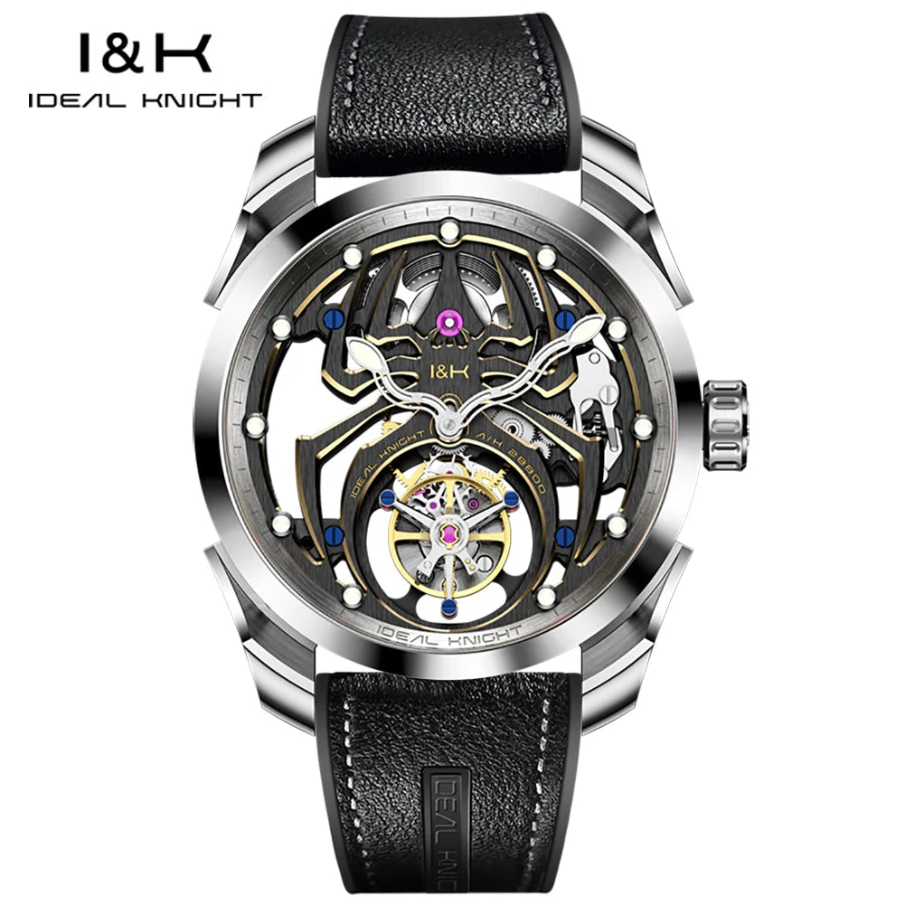 IDEAL KNIGHT 6802 Tourbillon Watch For Men Transparent Skeleton Mechanical Wristwatch Man Luxury Top Brand Limited Edition Watch