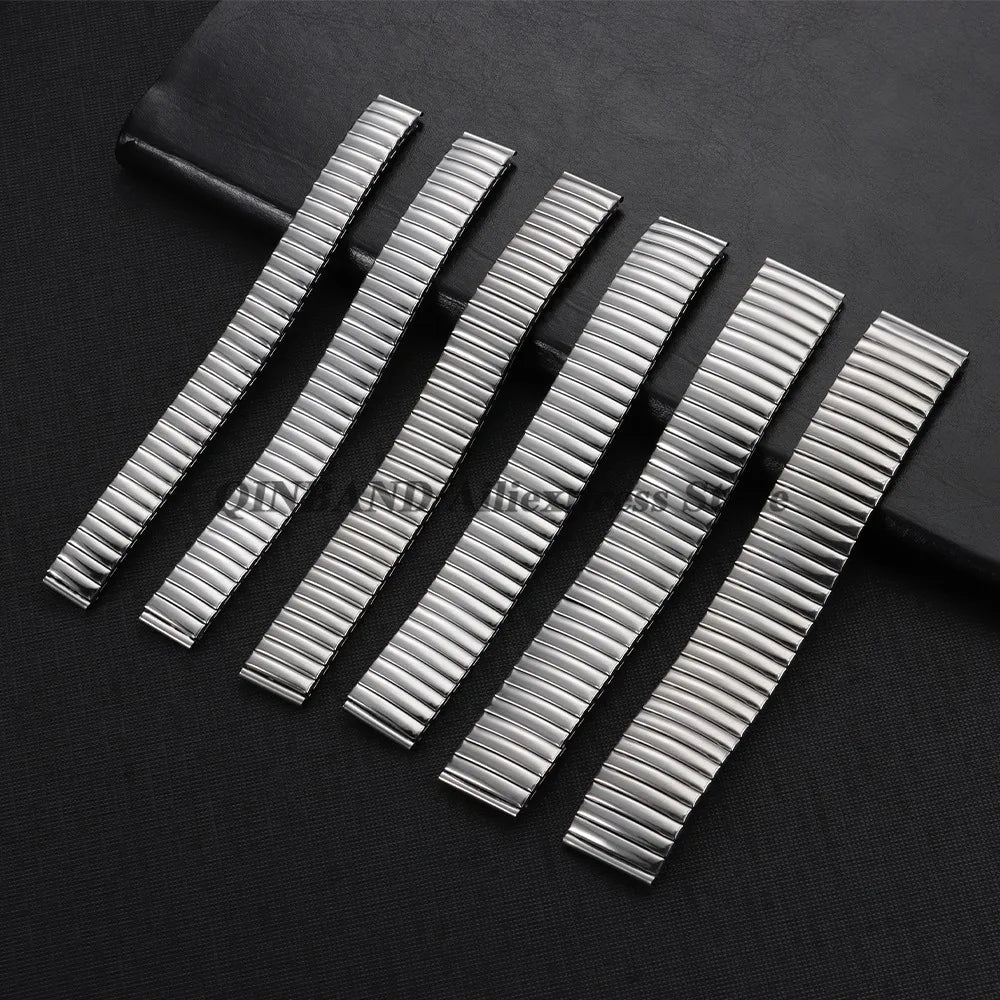 12mm 14mm 16mm 18mm 20mm 22mm Expansion Stainless Steel Watch Strap Elastic Metal Watchband Universal Men Women Watches Bracelet
