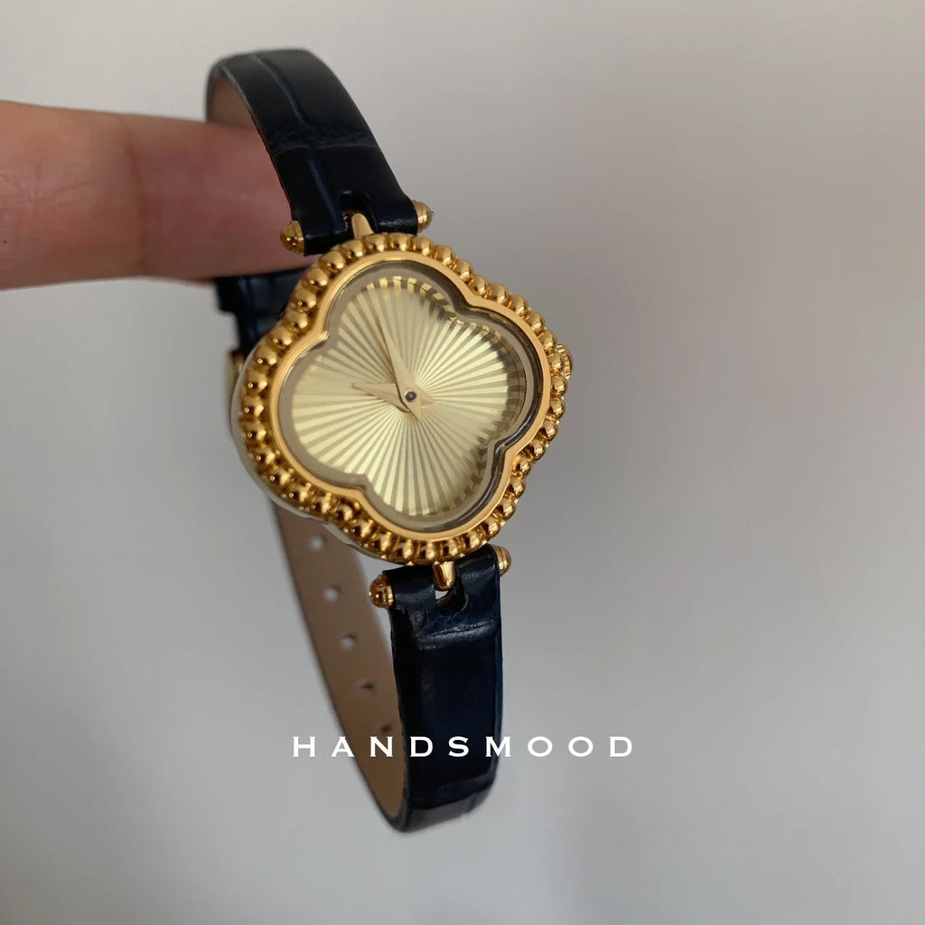 2025 Premium Luxury Women's Watch Fashionable Personalized Gold-Tone Leather Strap Quartz Watch Instagram-Worthy Gift for Women