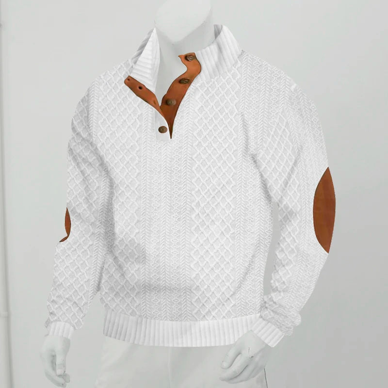 Autumn Winter New Men's Knit Sweatshirt Outdoor Stand Collar Long Sleeve Knitted Pullover Hoodie Men Fashion Patchwork Steetwear