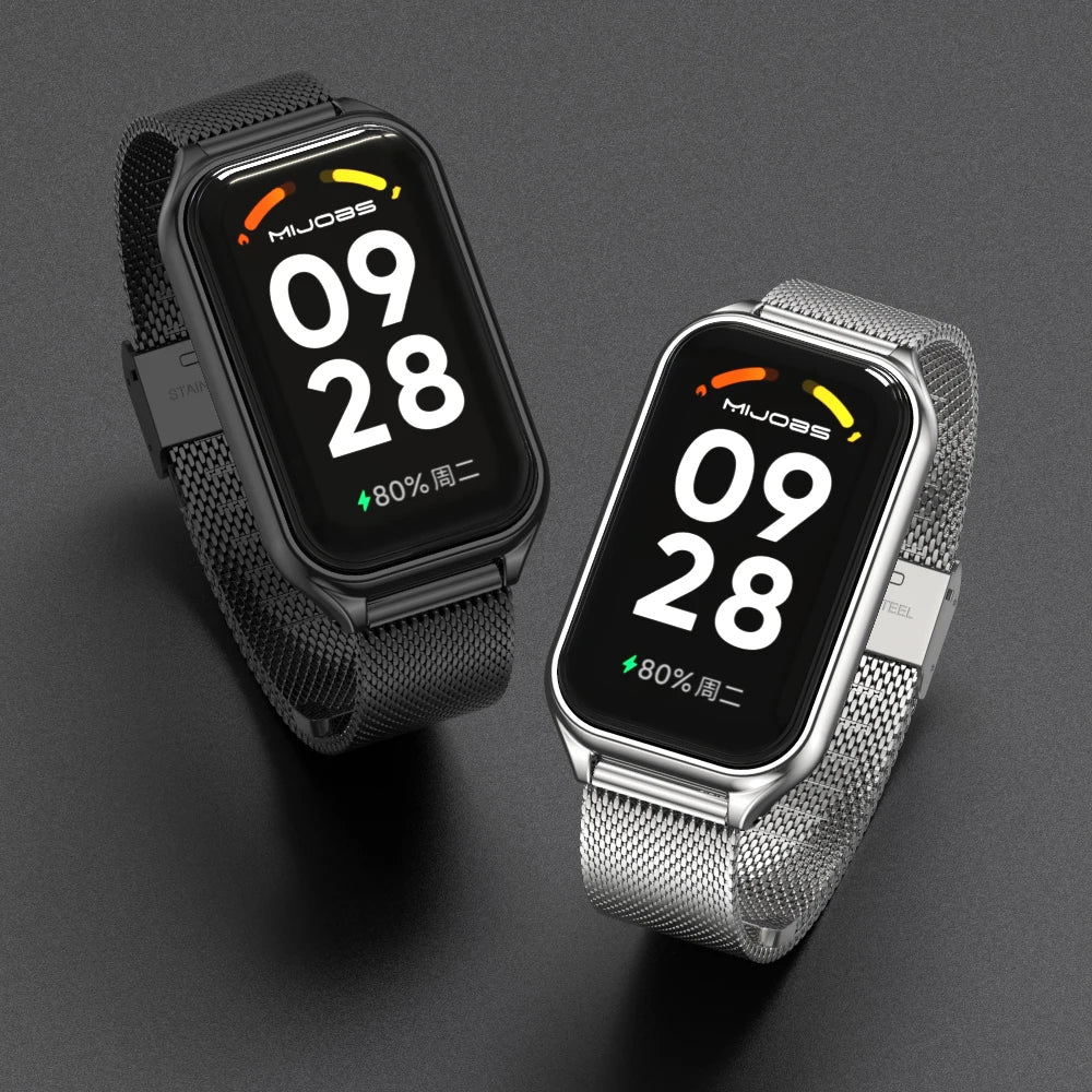 Strap For Xiaomi Mi Band 8 9 Active Bracelet for Xiaomi Smart Band 8 Active Stainless Steel Metal Watchband Mi Band 8 Active