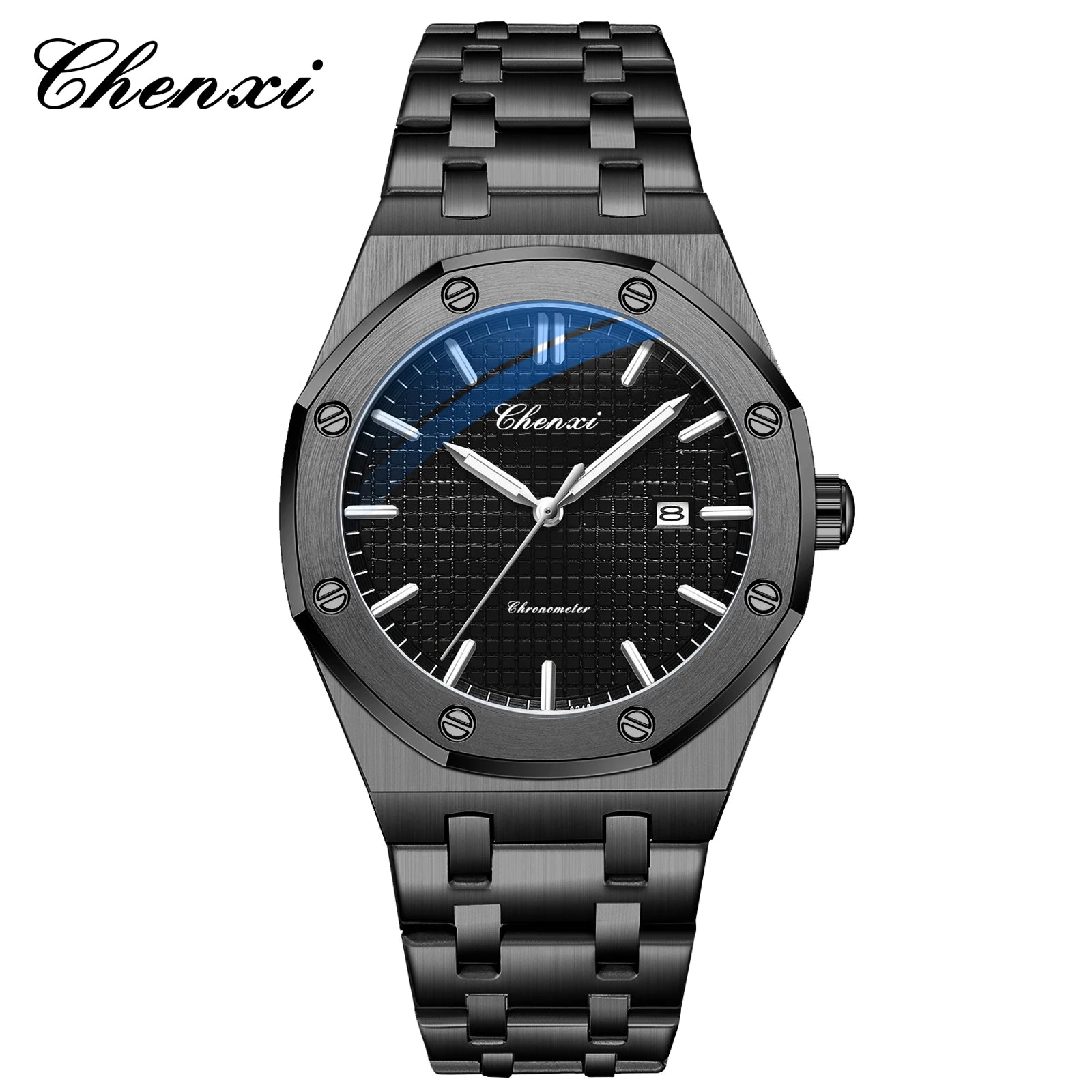 CHENXI NEW Men's Watches Fashion Casual Luminous Date Quartz Watch Male Clock Gifts 42mm Dial Gold Wristwatch Waterproof