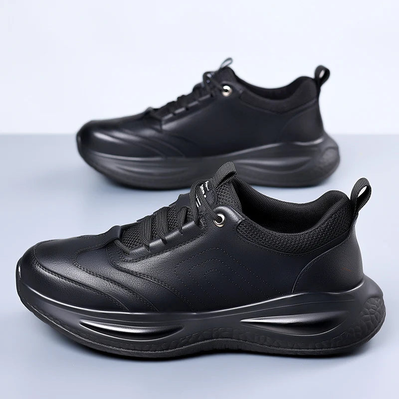 Fashion Men's Autumn Casual Leather Shoes Classic Business Formal Sneakers Comfy Thick Bottom Office Outdoor Daily Walking Shoes