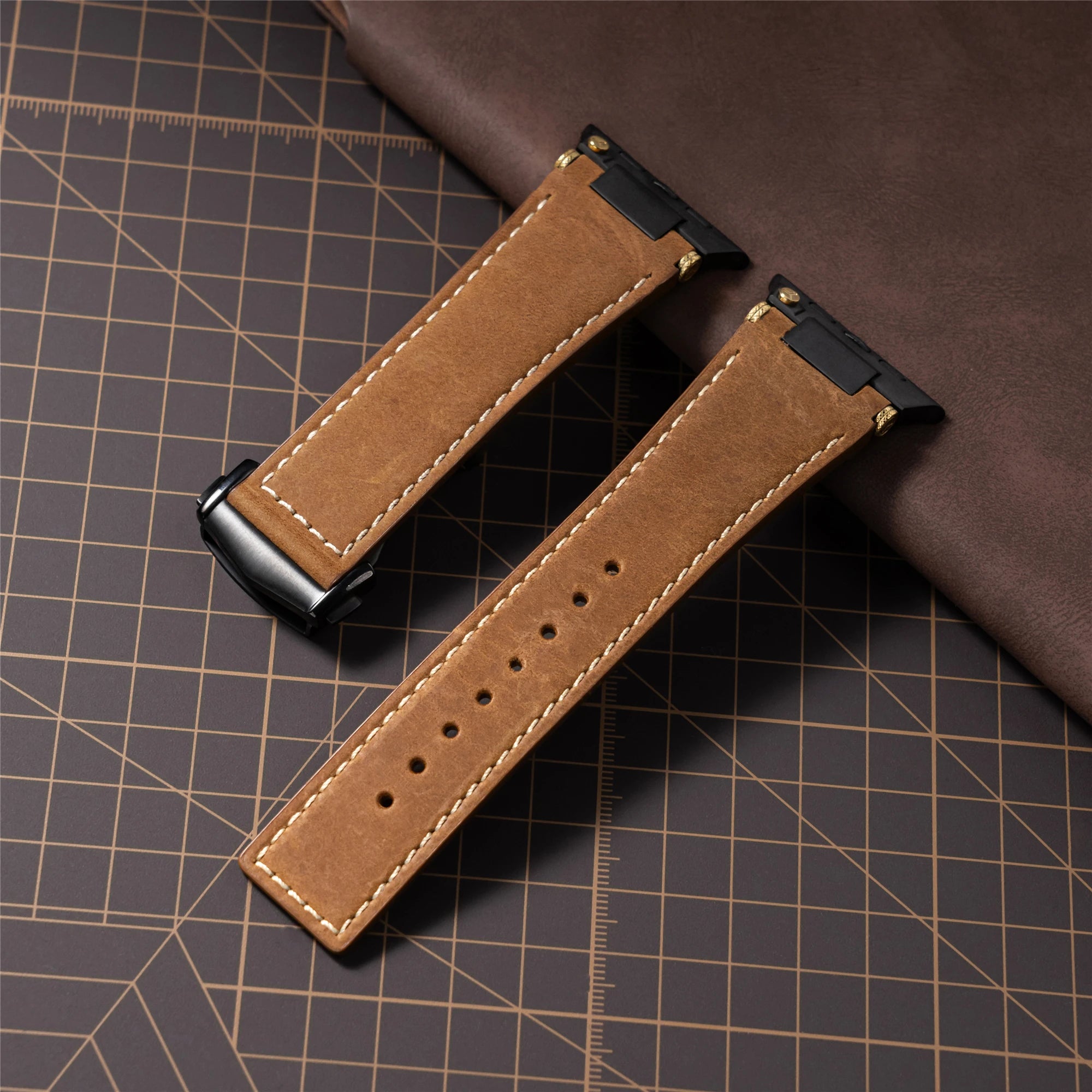 Luxury Leather Stainless Steel Band for Apple Watch 49mm 46mm 45mm 44mm Business Strap for iWatch Series 10 9 8 7 SE Ultra 2