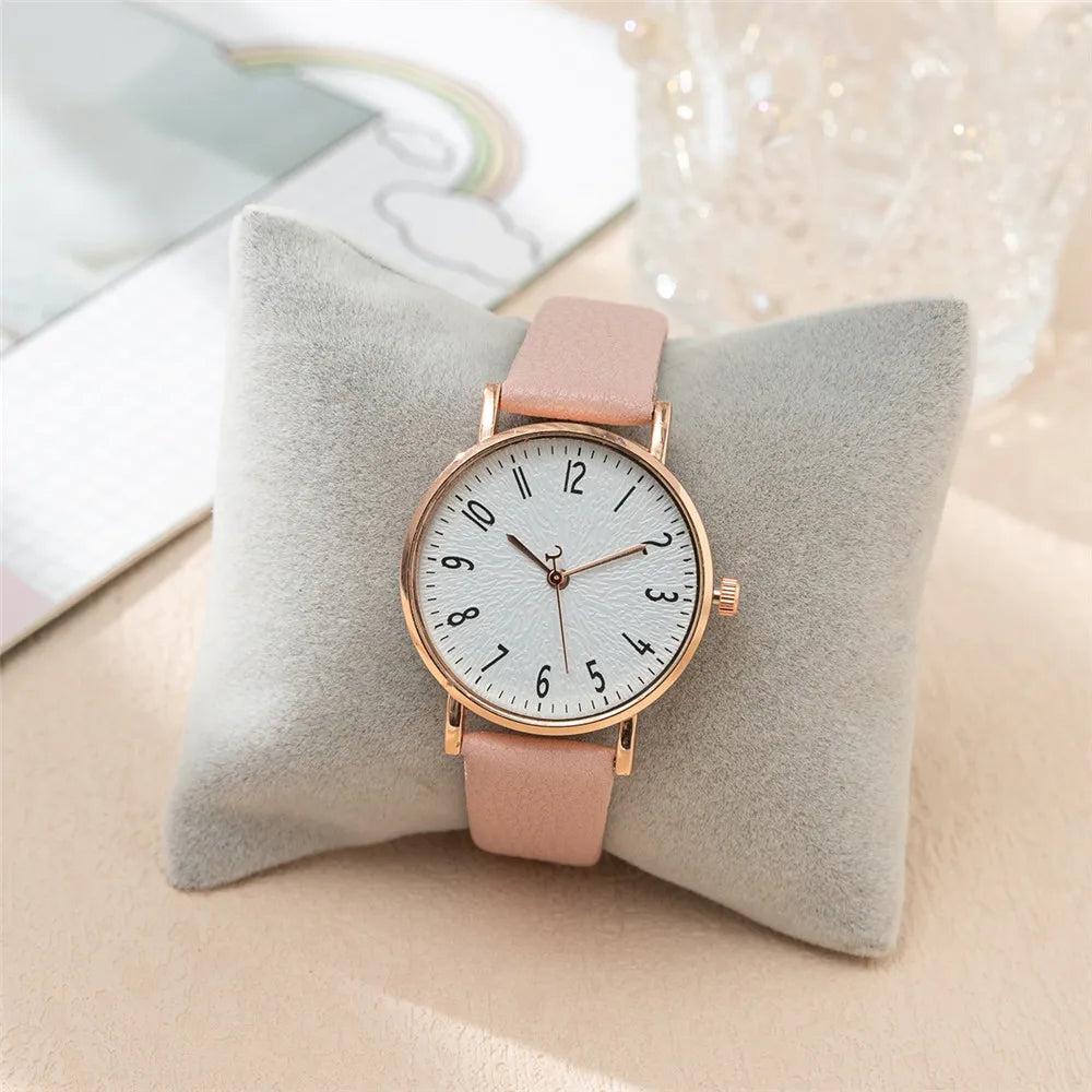 Fashion Ladies Digital Simple Brand Quartz Watch Hot 2023 New Casual Pink Leather Strap Women's Clock Dress Watches