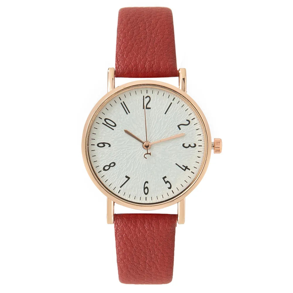 Fashion Ladies Digital Simple Brand Quartz Watch Hot 2023 New Casual Pink Leather Strap Women's Clock Dress Watches