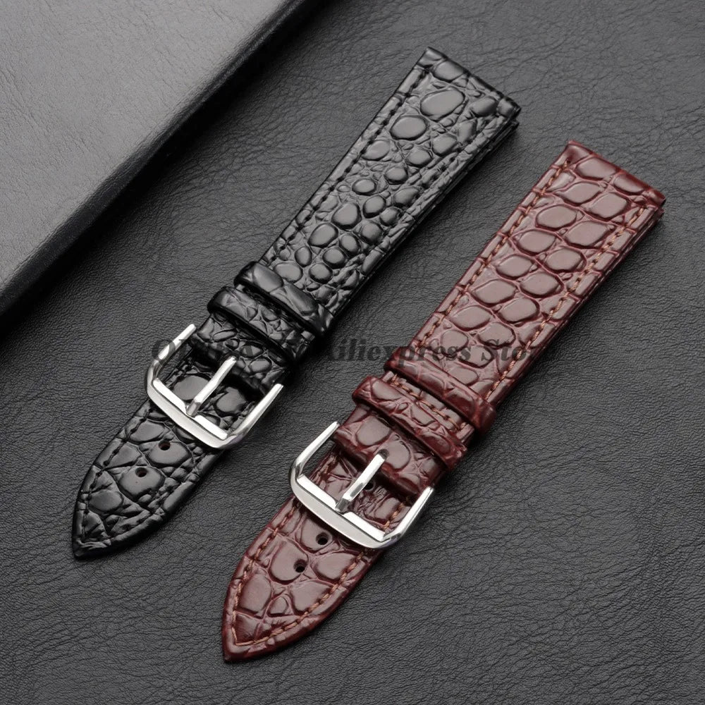 10/12/13/14/16/18/19/20/21/22mm Soft Cowhide Leather Watch Bands Crocodile Pattern Design Watch Straps Casual Business Bracelets