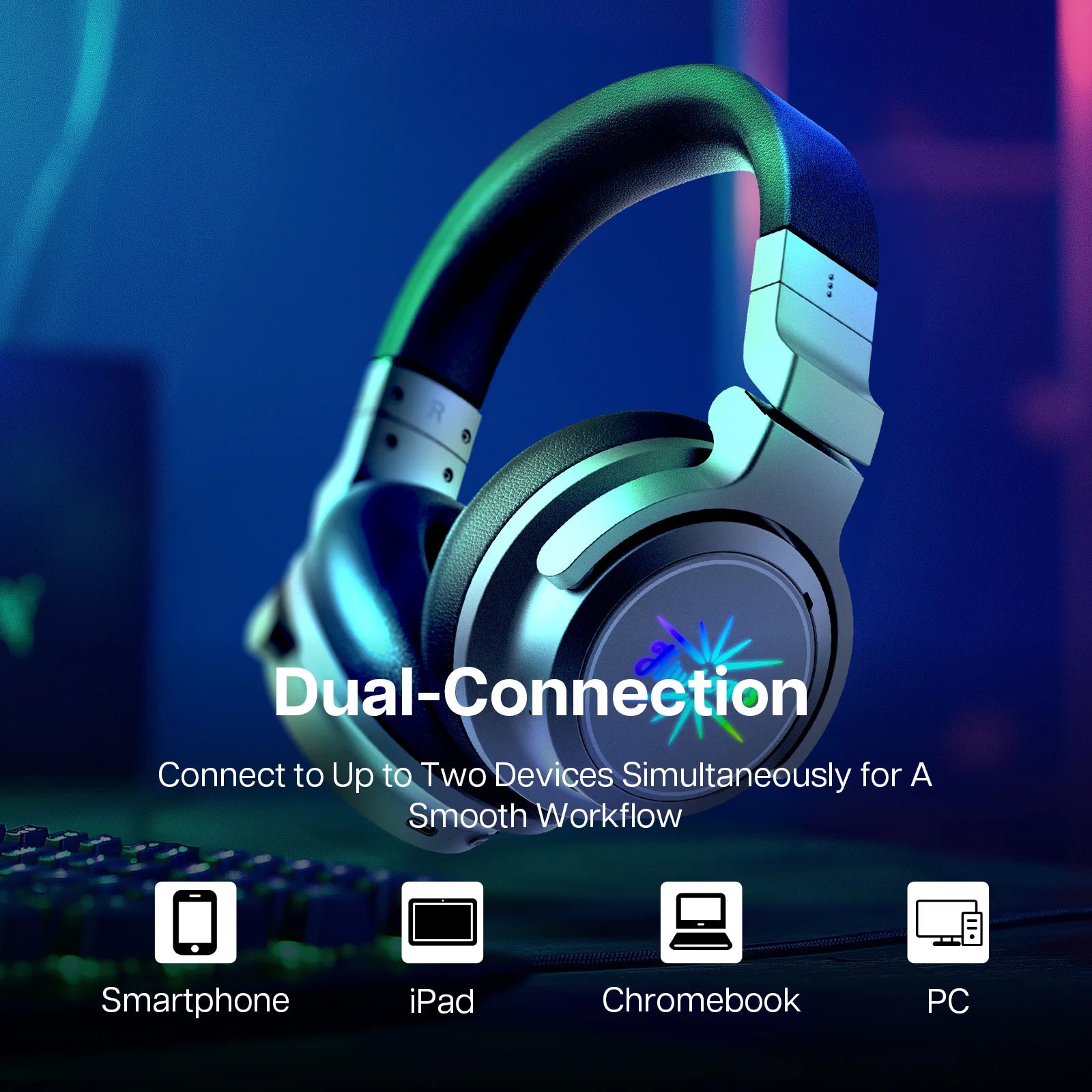 Linsoul Kiwi Ears Aventus Bluetooth Coaxial Driver DJ and Gaming Bluetooth/Wired Headphones Active Noise Cancellation Headphone