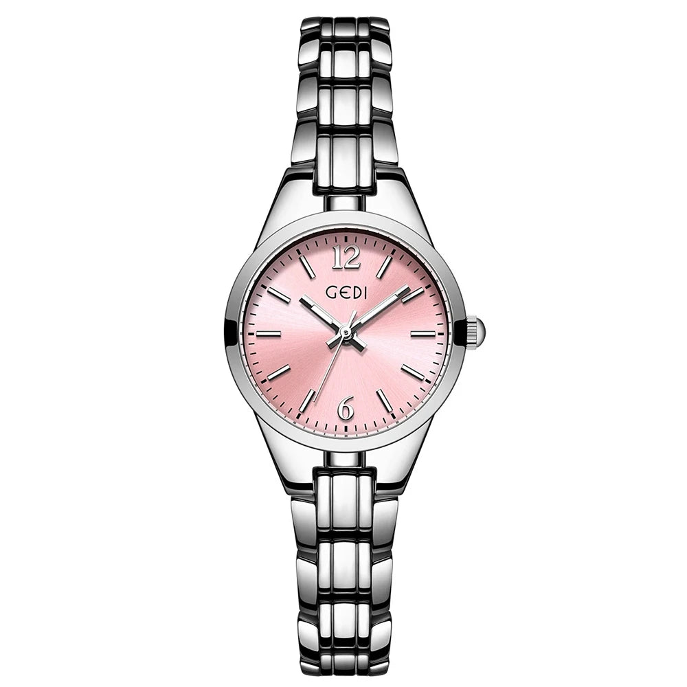 GEDI Small Watch for Women Silver Light Luxury Elegant Waterproof Quartz Watches Ladies Wristwatches Fashion Casual Simple