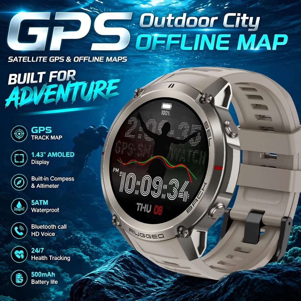 GPS Smart Watch with offline map Swimming Waterproof Sports Tracking Watch Heart Rate Blood Oxygen Sleep GPS positioning Watches