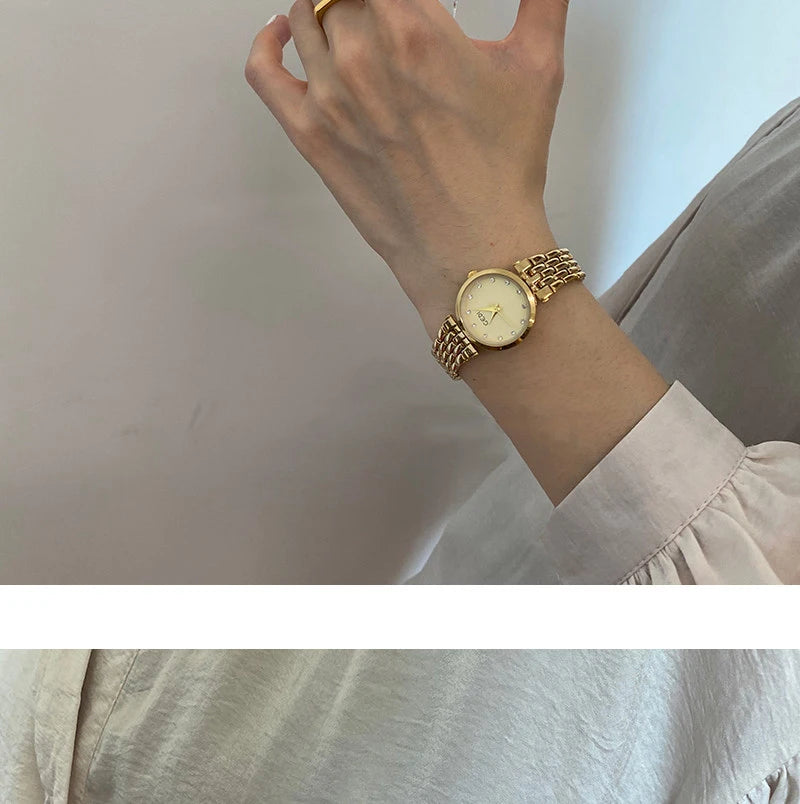 GEDI Ladies Watch New Vintage Exquisite Fashion Quartz Watches Woman Temperament Round Retro Watch Gifts Luxury