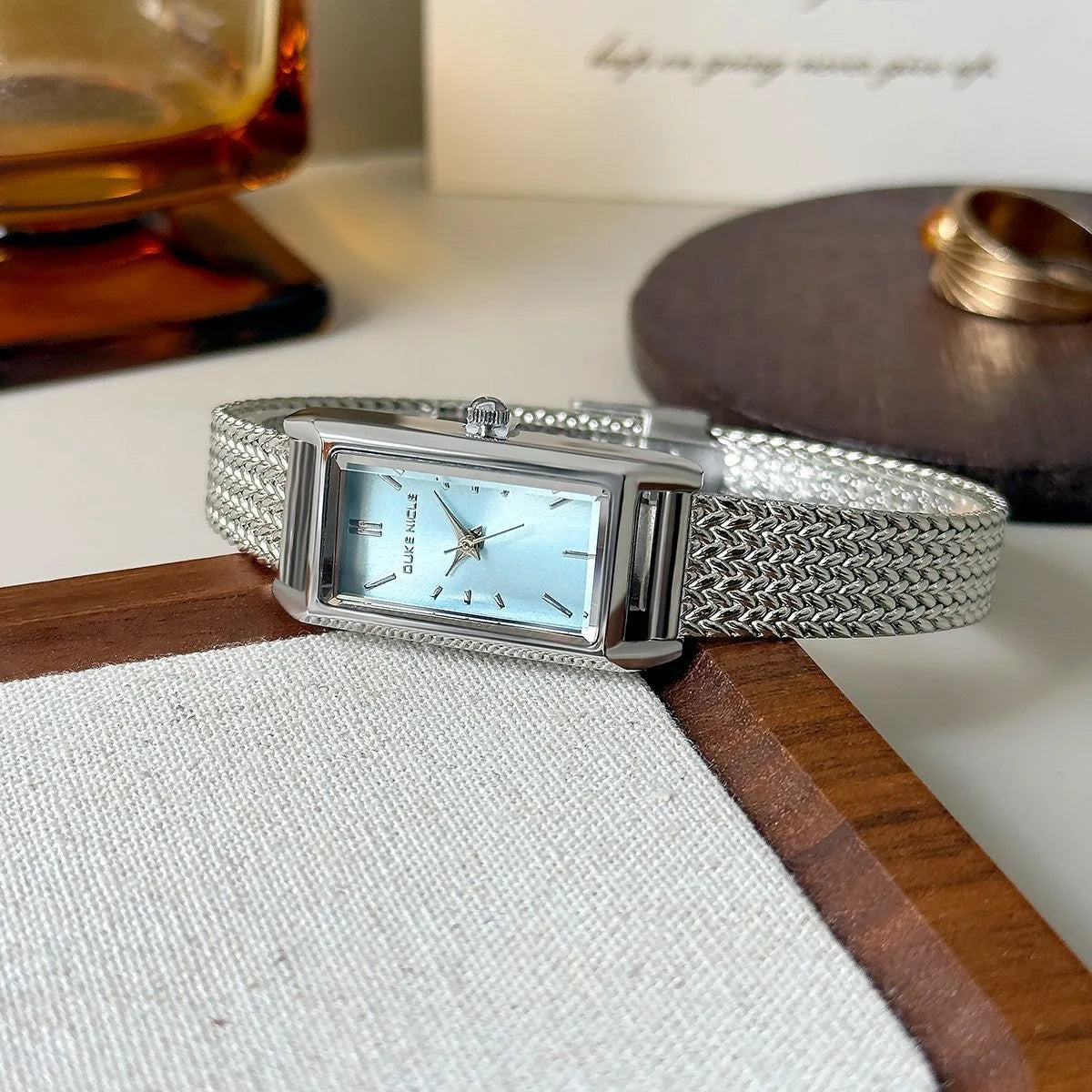 Women Watch for Girls Quartz Reloj Mujer Sliver Blue Gold Green Orologio Ladies Wristwatch Simple Vintage Rectangle Shaped Clock