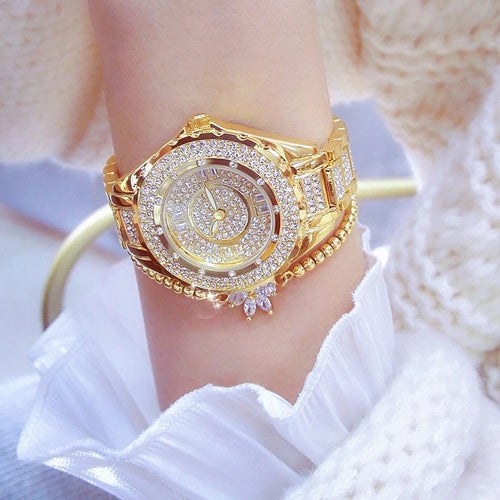 2025 Crystal Diamond Watches For Women Gold Original Elegant Ladies Watch With Bracelet Set Rose Gold Gift For Girlfriend Wife