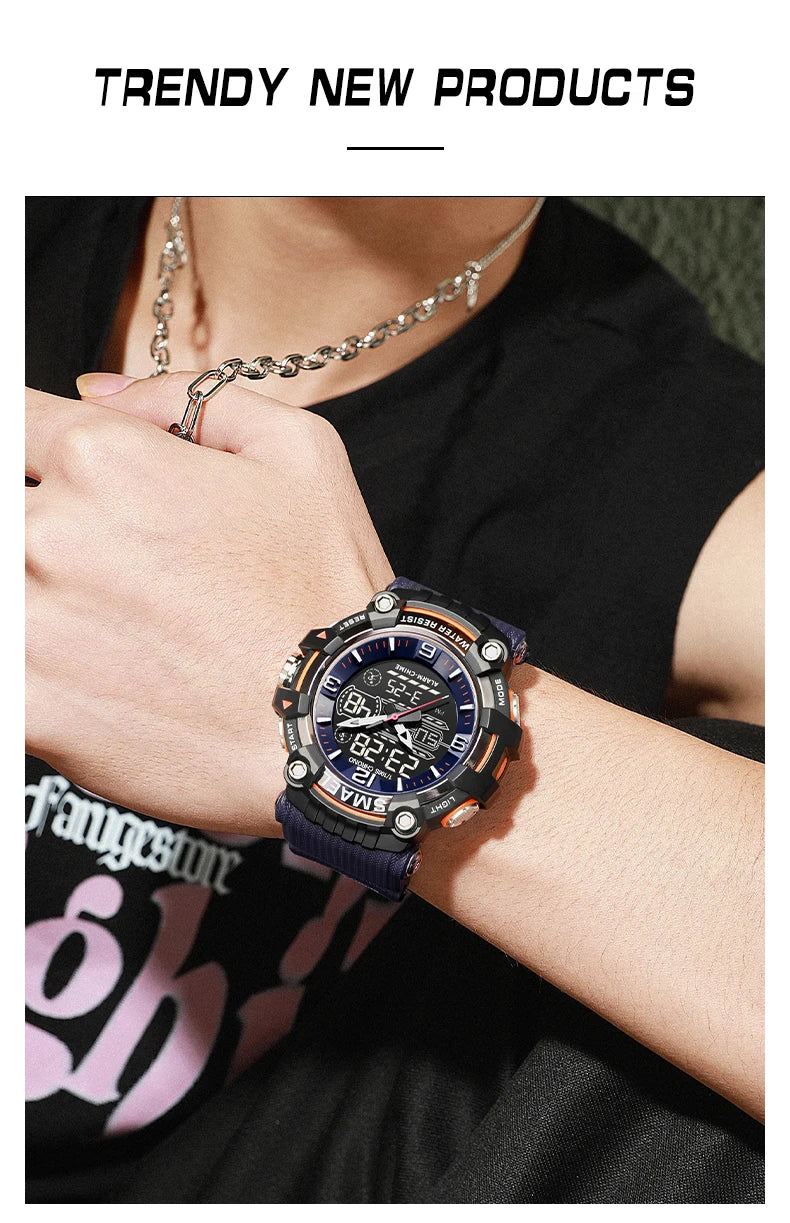 SMAEL Watch Men Sport Alarm Clock For Men 50M Waterproof Wristwatches 8089 Original Brand Men's Wristwatch Quartz Sports Watches