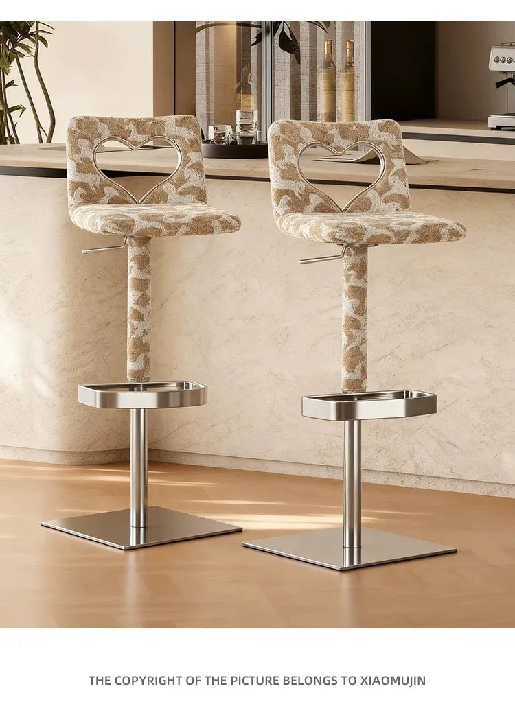 Minimalist Italian-Style Bar Stool by Xiaomujin, Suitable for Designer Villas, Living Rooms, and Dining Rooms, Dopamine Island Chair, Adjustable Height High Stool