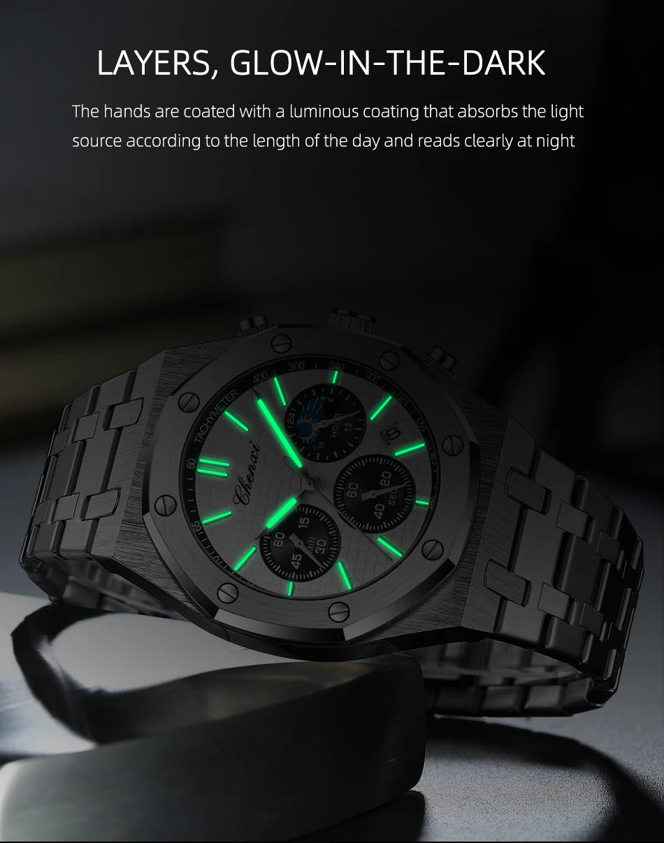 CHENXI  Multifunctional Men's Watches Luxury Brand Calendar Luminous  Waterproof Men Wristwatch High Quality Quartz male Watch