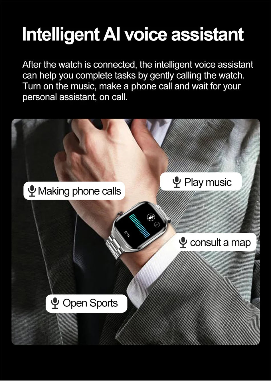 SmartWatch Voice Call Push reminder Physical examination Health Watch Blood Pressure UricAcid Blood Oxygen ECG Sport Smart watch