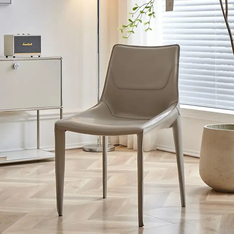 Leather Meeting Sedentary Dining Chair Luxury Backrest Comfortable Simple Dining Chair Hotel Restaurant Cadeiras Home Furniture