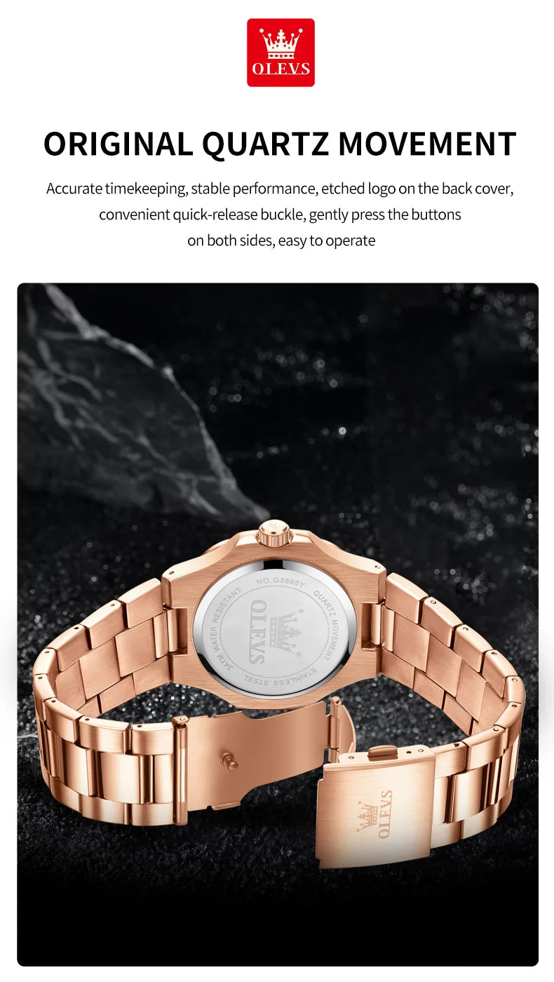 OLEVS 3696 Quartz Watch For Men Luxury Calendar Waterproof Business Men's Wristwatch Luminous Big Dial Fashion Simple Man Watch