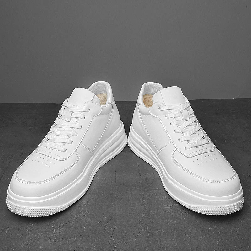 British Style Casual Leather Men's Vulcanized Shoes Fashion Low Top Thick Bottom Antiskid Sneakers Genuine Leather Board Shoes