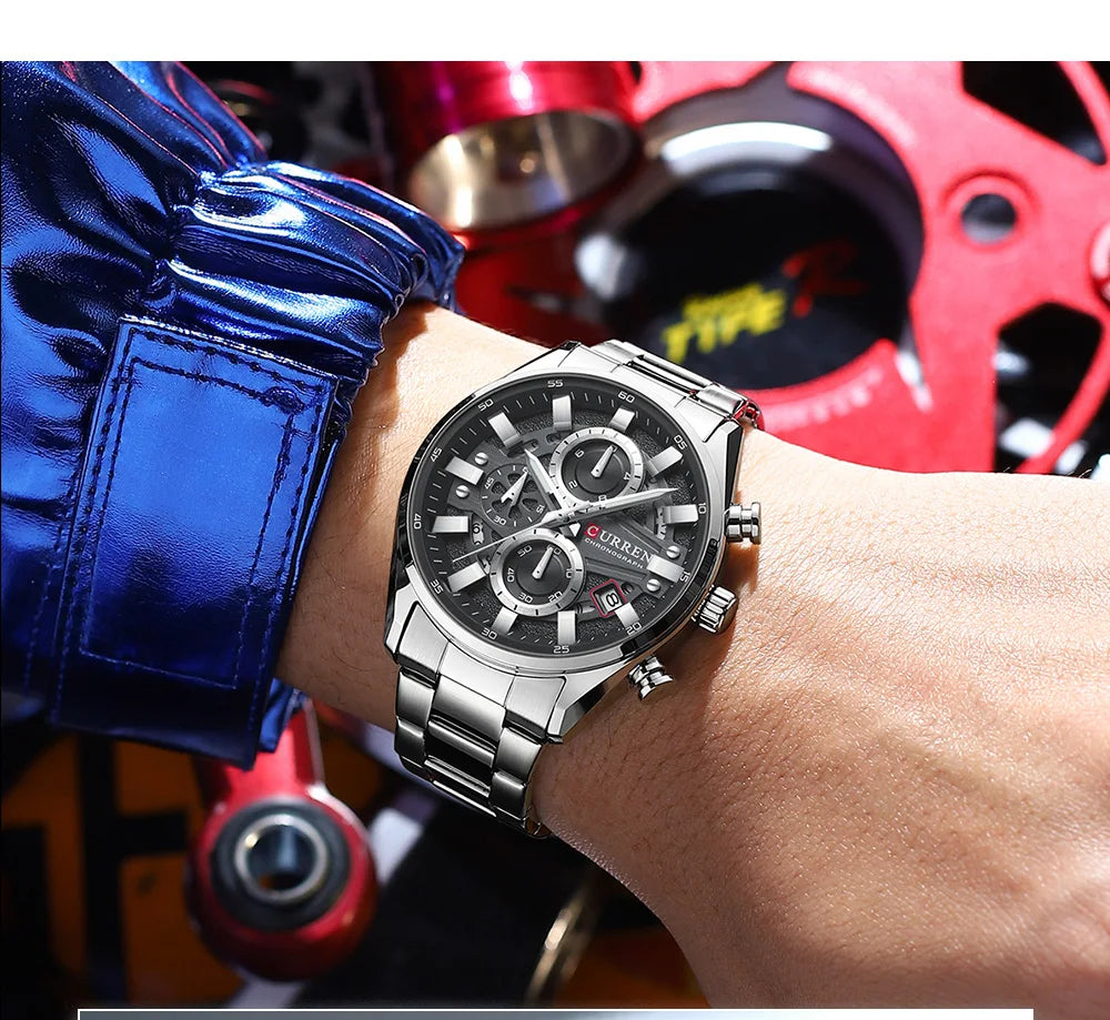 CURREN Top Luxury Business Calendar Multi functional Waterproof Sports Men's Quartz Men Watch Construction Wristwatch for Men