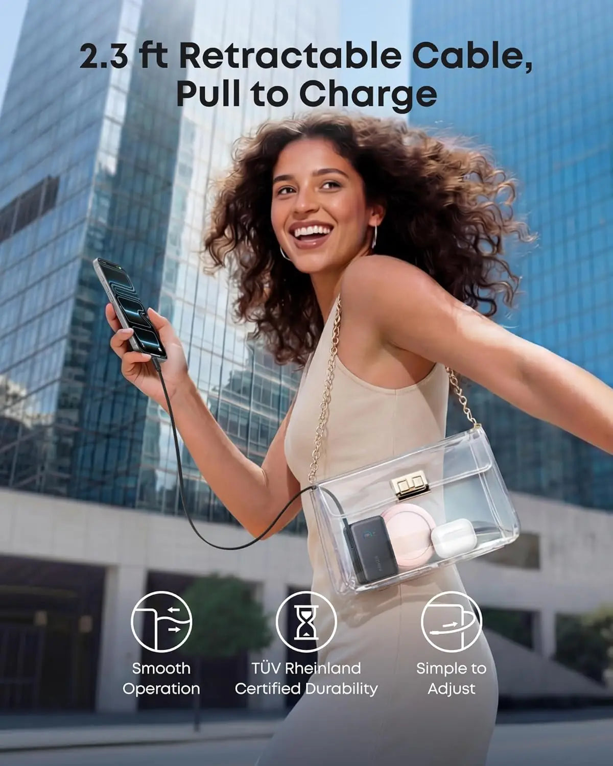 Anker Nano Portable Charger, 45W 10000mAh with 2.3 ft Retractable Cable, Compact Power Bank, Travel Essential Phone Battery