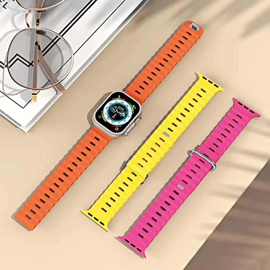 Ocean strap For Apple Watch Ultra 3 2 1 Band 49mm 11 10 9 8 7 46mm 45mm 41mm Silicone Wristband iWatch 6 5 4 SE3 44mm 40mm 42mm