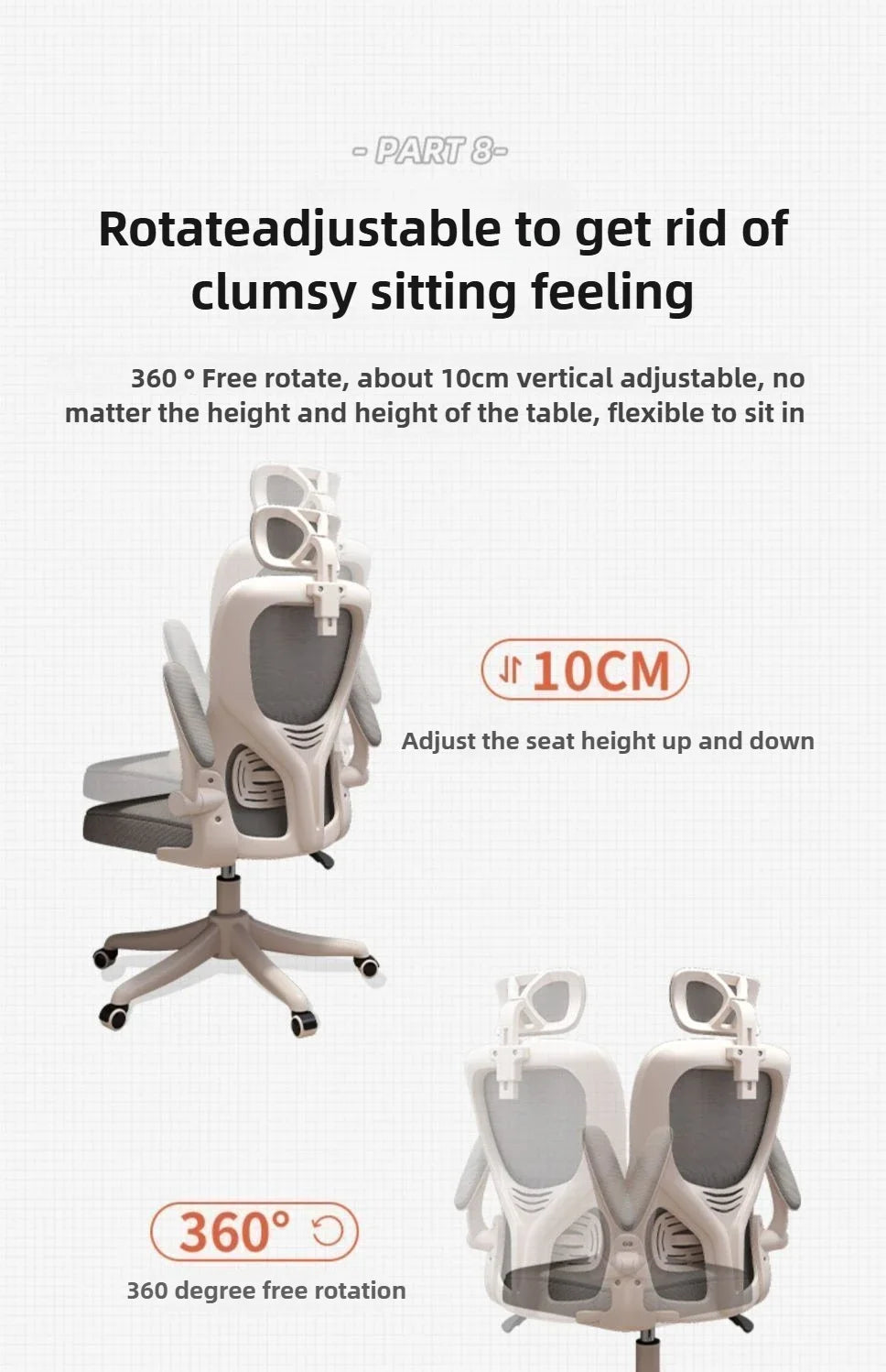 Home Rotating Adjustable Ergonomic Comfortable Sedentary Gaming Chair, Computer Chair, Breathable Office Chair for Staff