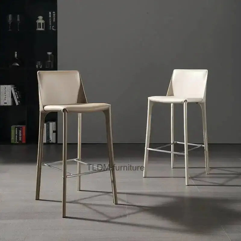 White Ergonomic Stools Replica Bar Leather Designer Kitchen Bar Stool High Midcentury Taburetes Altos Cocina Kitchen Furniture