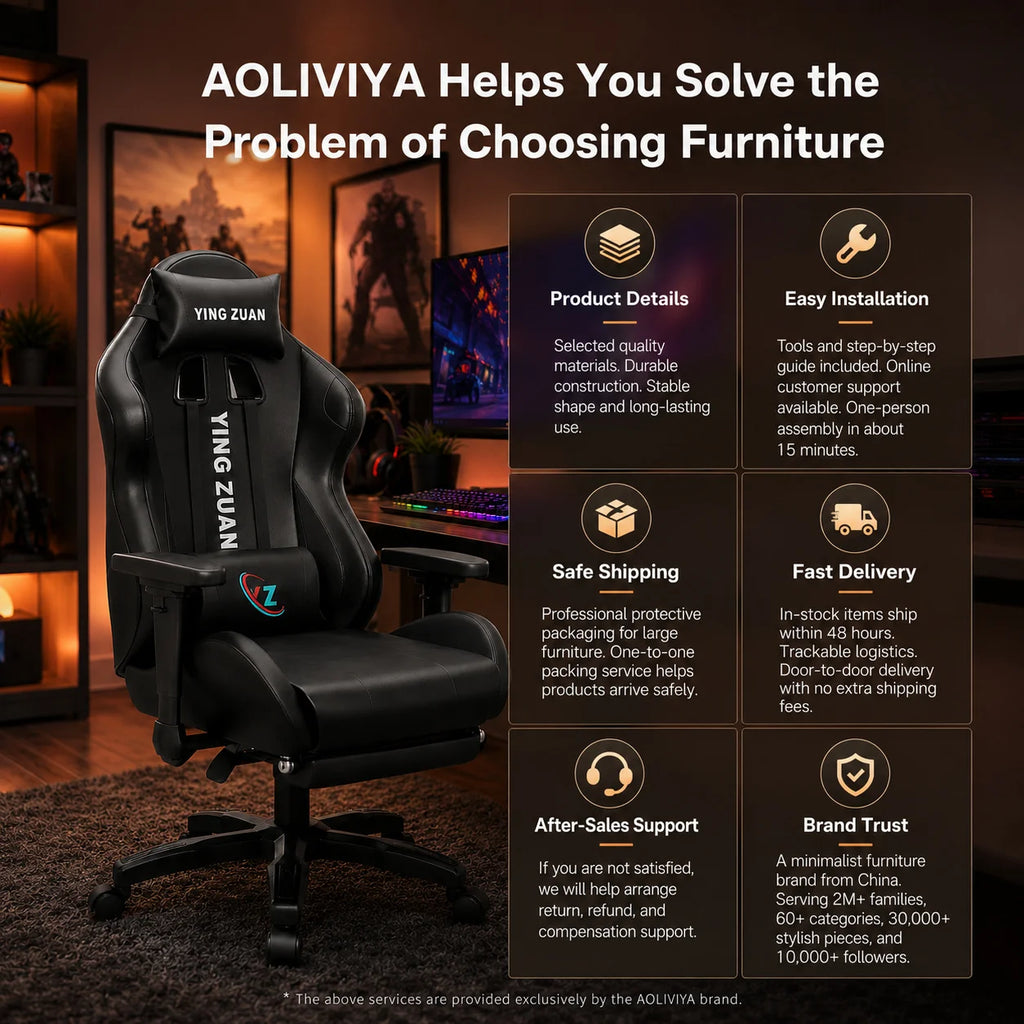 AOLIVIYA Game Chair Ergonomic Bedroom Office Computer Chair Lifting Rotating Armrest with Pedal Student Study Chair