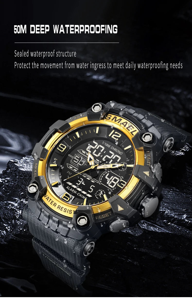 SMAEL Watch Men Sport Alarm Clock For Men 50M Waterproof Wristwatches 8089 Original Brand Men's Wristwatch Quartz Sports Watches