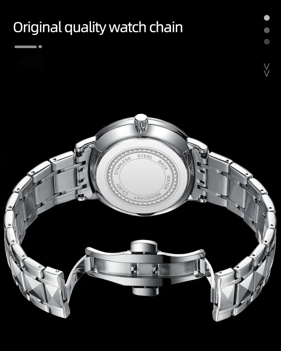 CHENXI Top Brand Fashion Men's Watch Convex Mirror Waterproof Night Light Date Calendar Stainless Steel Strap Quartz Watches NEW