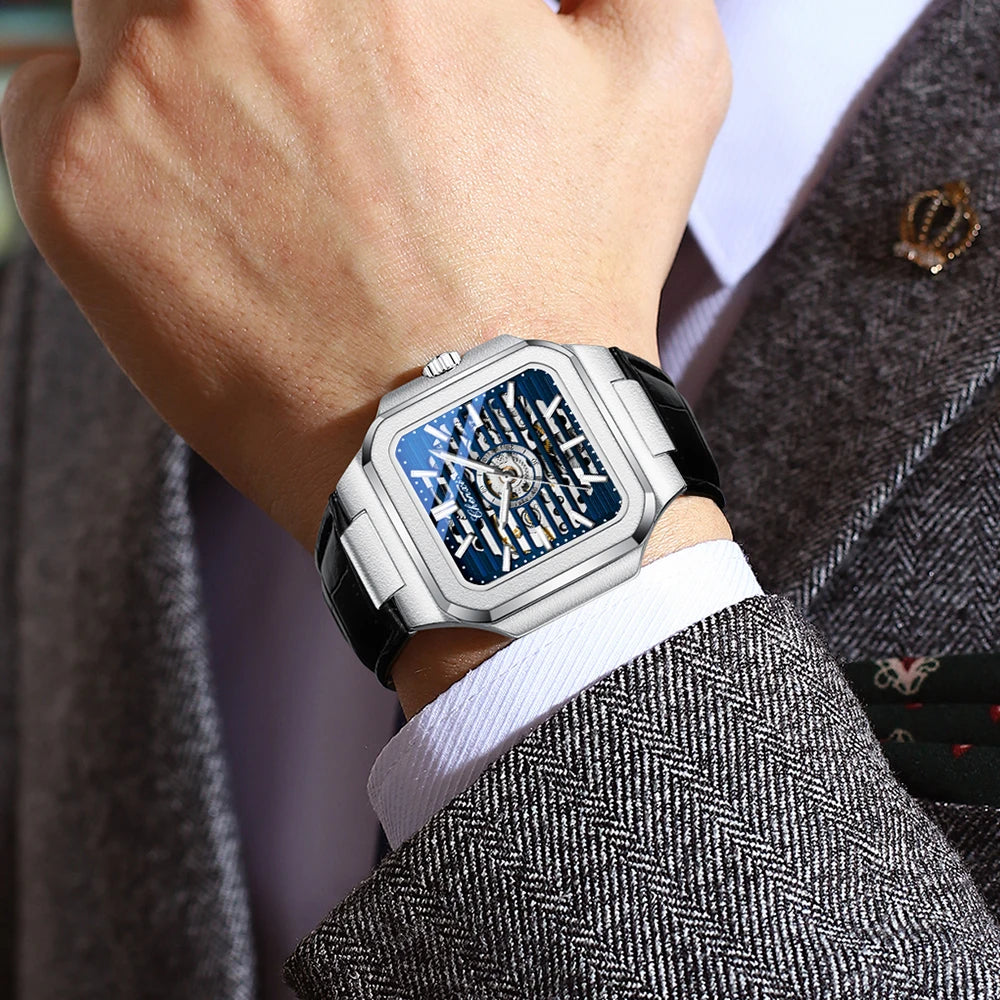 CHENXI Mechanical Men's Watch High-end Square Dial Men Watches Fully Automatic Hollow Wristwatches Male Gifts